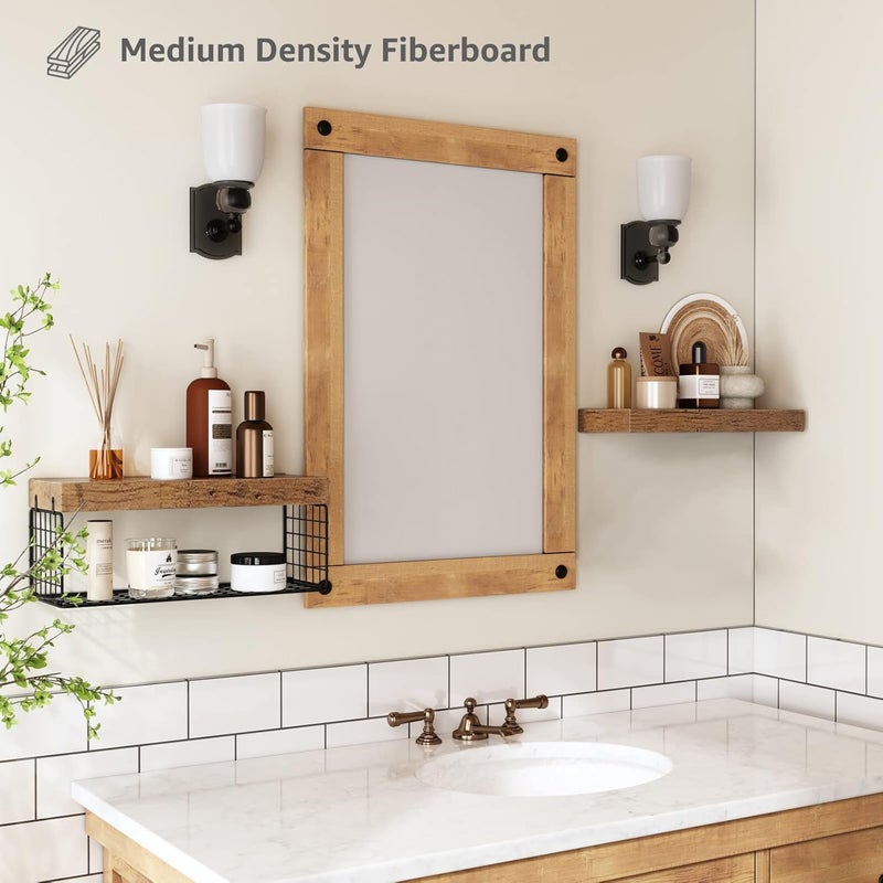 QEEIG Bathroom Shelves Over Toilet - Wall Mounted Floating Shelves Toilet Paper Storage Small Farmhouse Decor Shelf 16 inch Set of 2, Rustic Brown (019-BN2) - Image 5